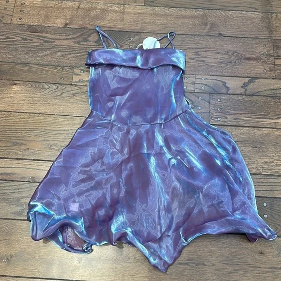 NWT Staud Iridescent Sugarplum Fairy Sheer Bubble Hem Speak Now Party Mini Dress - Picture 1 of 5